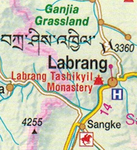 Ost Tibet Straßenkarte