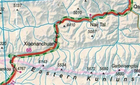 Ost Tibet Straßenkarte