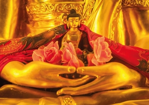 Postkarte Buddha in Buddhas Hand